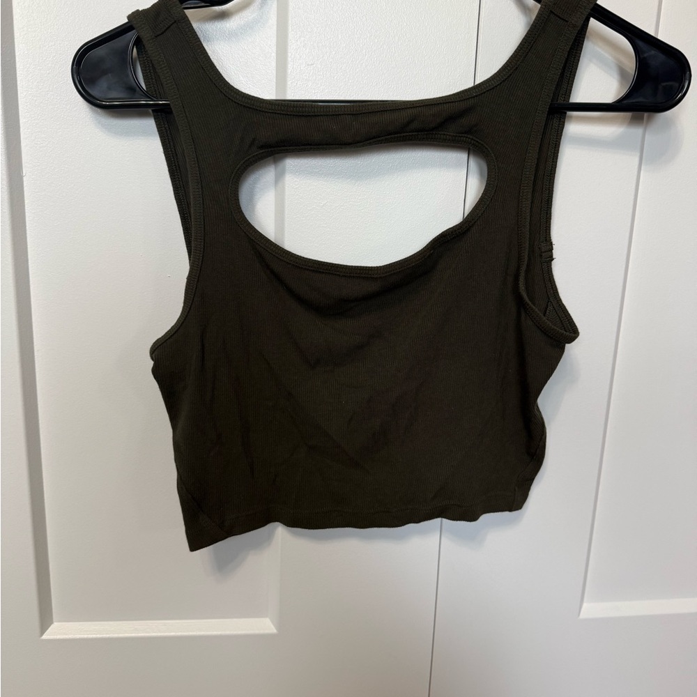lululemon athletica Olive Green Cutout Ribbed Tank